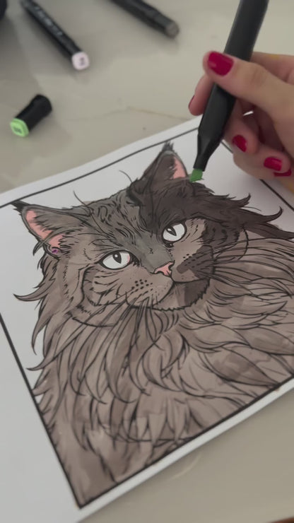 CAT BREEDS - Print-ready PDF Coloring Book with 75 High-Quality images of Cute Cats