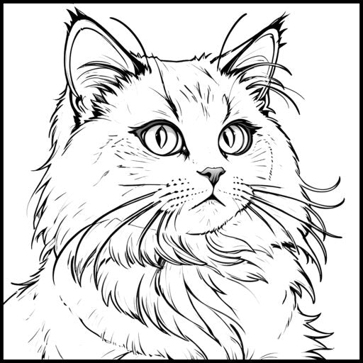 CAT BREEDS - Print-ready PDF Coloring Book with 75 High-Quality images of Cute Cats